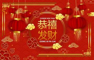 kinesiskt nyår bakgrund koncept med lykta vektor