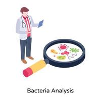 Keime in der Lupe, isometrische Darstellung der Bakterienanalyse vektor