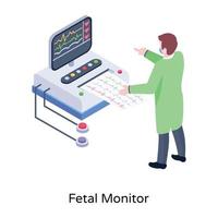 ein Fetalmonitor in isometrischem Design vektor