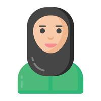 en traditionell hijab flicka platt redigerbar ikon vektor