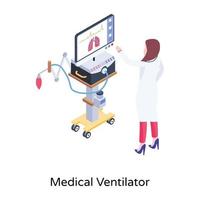 isometrisk illustration av medicinsk ventilator vektor