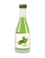 flaska med grön hälsosam gurka juice, viktminskning dryck med antioxidanter. utsökt hälsosam dryck och produkt. mat vektor platt illustration