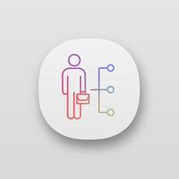 Symbol für die App für Mitarbeiterfähigkeiten. ui ux-Benutzeroberfläche. Führer. Geschäftsmann. beruflichen Qualitäten. Web- oder mobile Anwendung. isolierte Vektorgrafik vektor