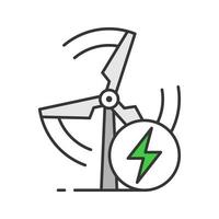Symbol für die Farbe der Windenergieanlage. erneuerbare Ressourcen. Windmühle. saubere Energie. isolierte Vektorillustration vektor