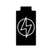 Glyphensymbol zum Laden des Akkus. Batteriestandsanzeige. Silhouettensymbol. negativer Raum. vektor isolierte illustration