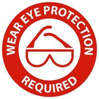 fara bära ögonskydd krävs på vit bakgrund vektor