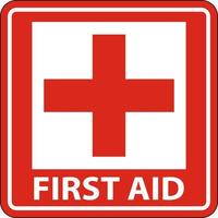 Erste-Hilfe-Etikettenschild auf weißem Hintergrund vektor