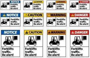 Gabelstaplerverkehr Warnschild auf weißem Hintergrund vektor