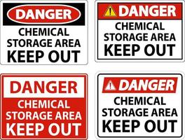 Gefahrzettel Lagerbereich für Chemikalien Verbotsschild vektor