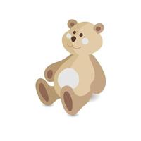 Kinderspielzeug-Teddybär-Vektorsymbol isoliert auf Weiß vektor