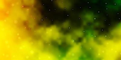 hellgrüner, gelber Vektorhintergrund mit bunten Sternen. vektor