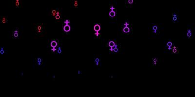 ljusblå, röd vektorbakgrund med kvinnans kraftsymboler. vektor