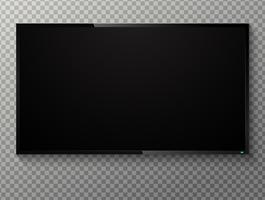 Realistisk blank svart skärm TV På en transparent bakgrund. vektor