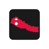 Nepal karta silhuett med flagga på svart bakgrund vektor