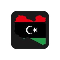 libyen karte silhouette mit flagge auf schwarzem hintergrund vektor