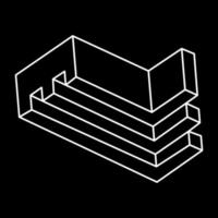 omöjliga föremål. linje geometrisk form. optiska illusionsfigurer. optisk konst. vektor