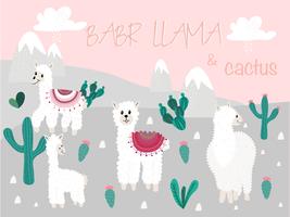 Lama und Kaktus Clipart Bundle, kein Drama Lamas Graphics Set. vektor