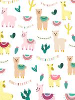 Llama och Cactus Clipart Bundle, No Drama Llamas Graphics Set. vektor