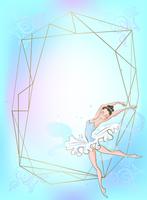 Goldrahmen mit einer Ballerina gegen einen blauen Hintergrund. Vektor. vektor