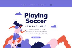 Soccer Landing Page Med Kvinna Spelar Fotboll vektor