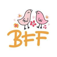 twi birds - bästa vänner för alltid. roligt citat - bff. handritad vektor bokstäver illustration för vykort, sociala medier, t-shirt, tryck, klistermärken, slitage, affischer design.