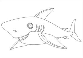 Schwarz-Weiß-Cartoon-Hai. vektorillustration des hais vektor