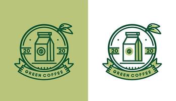 kaffelogotypdesign, modern vintageförpackning för naturliga cafébutiksmenyer, lämplig för butiks- och restaurangföretag vektor