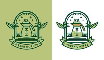 grünes Kaffee-Logo-Design, minimalistische traditionelle Vintage-Kaffeepads für Café-Logos, die für Lebensmittel- und Getränkeunternehmen geeignet sind vektor