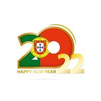 Jahr 2022 mit portugiesischem Flaggenmuster. Frohes neues Design. vektor
