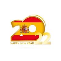 år 2022 med spaniens flaggmönster. gott nytt år design. vektor