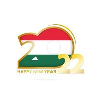 år 2022 med ungersk flaggmönster. gott nytt år design. vektor