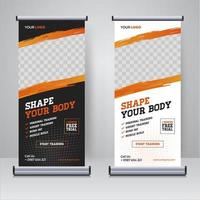 Fitnessstudio und Fitness-Rollup oder X-Banner-Designvorlage vektor