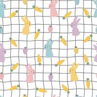 Kaninchen und Karottenbaby nahtlose niedliche Designhand gezeichnet im Cartoon-Stil für Drucke, Tapeten, Dekorationen, Textilien, Vektorillustration vektor
