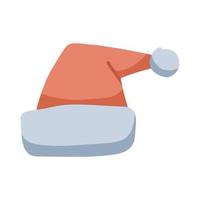 Weihnachtsmann-Hut isoliert auf weiß. klassische Winterpelz-Wollmütze. Weihnachtsmann warme rote Mütze mit Bommel. Freihand-Vektor-Flachdarstellung. nur 5 Farben - einfach umzufärben. vektor