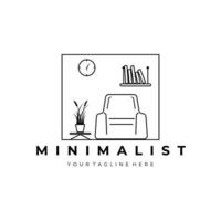 minimalistisches linienkunstmöbellogo-vektorillustrationsdesign vektor