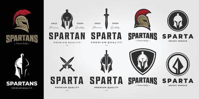 set bündel spartans logo vintage vektor, illustrationsdesign des waffenspeers sparta logo vektor