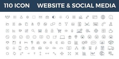 110 Icon Website und Social Media Komplettset vektor