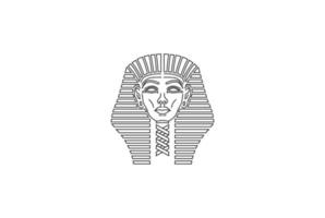 linjekonst egyptisk kung firaun ramses farao huvud logotyp design vektor