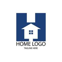 Buchstabe h Home-Logo-Vorlage. vektor