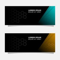 Abstrakt svart banner modern konceptdesign. Glänsande guld och blå färg vektor