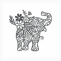 elefant mandala med blomma, vektorillustration. vektor