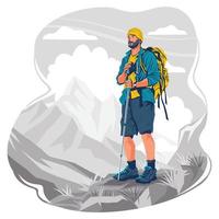 wanderer auf bergspitzenkonzept vektor