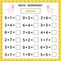 math worksheet.addition.educational Karte für Kinder. vektor