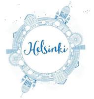 kontur Helsingfors silhuett med blå byggnader och kopieringsutrymme. vektor