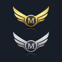 Wings Shield Letter M Logo Mall vektor