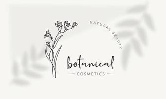 botaniska blommiga element handritad logotyp med vilda blommor och blad. logotyp för spa och skönhetssalong, boutique, ekologisk butik, bröllop, blomsterdesigner, inredning, fotografi, kosmetika. vektor