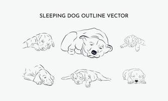 satz von hund linear logo design vorlage vektor hund umriß premium vektorillustration