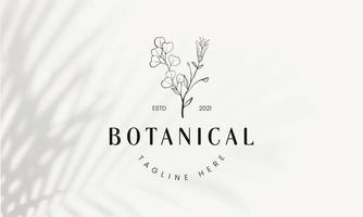 botanisches florales element handgezeichnetes logo mit wilden blumen und blättern. logo für spa- und schönheitssalon, boutique, bioladen, hochzeit, blumendesigner, innenausstattung, fotografie, kosmetik. vektor