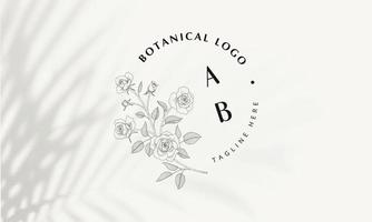 botanisches florales element handgezeichnetes logo mit wilden blumen und blättern. logo für spa- und schönheitssalon, boutique, bioladen, hochzeit, blumendesigner, innenausstattung, fotografie, kosmetik. vektor