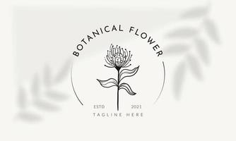 botanisches florales element handgezeichnetes logo mit wilden blumen und blättern. logo für spa- und schönheitssalon, boutique, bioladen, hochzeit, blumendesigner, innenausstattung, fotografie, kosmetik. vektor